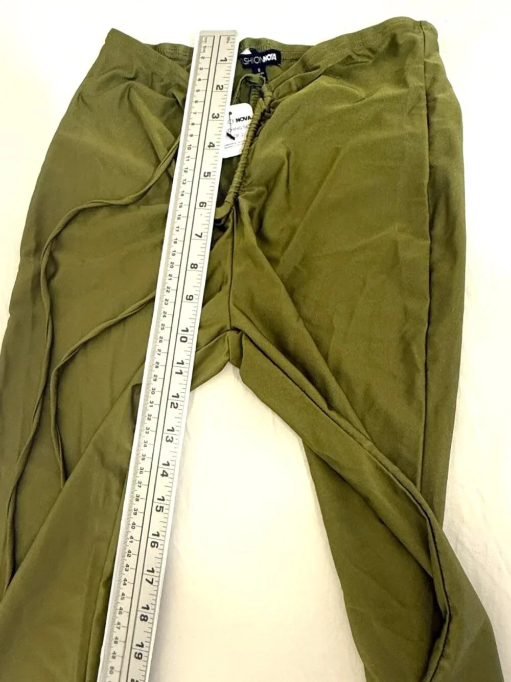 FASHION NOVA OLIVE GREEN RUCHED CROP TOP WIDE LEG KEYHOLE PANTS 2PC SET WOMENS S